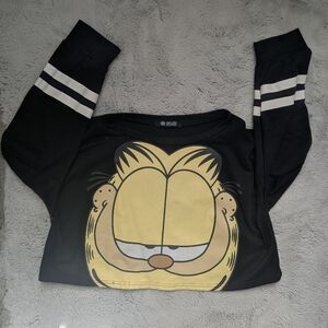 Garfield Graphic Crop Sweatshirt | Oasap | Size XL (Oversized L)